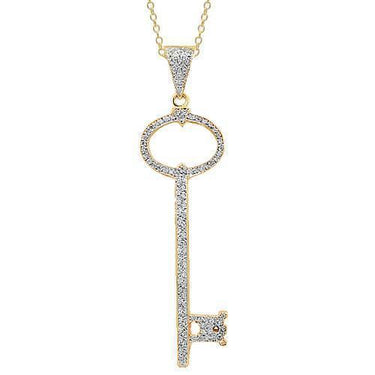 14K Yellow Solid Gold Mens Diamond Key Pendant 3.50 Ctw